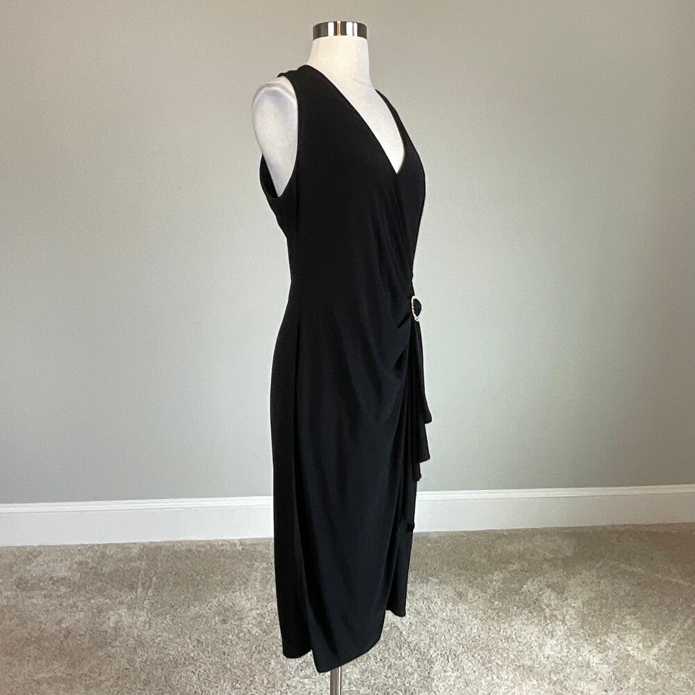 Betsy & Adam Sleeveless Ruffled Sheath Cocktail Party Dress Black Size 14W LBD - Picture 5 of 13